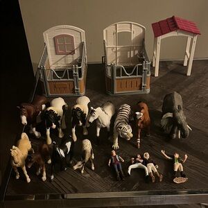 Assorted Animal & Farm Playset Figures - White, Brown, Black, Tan, Gray